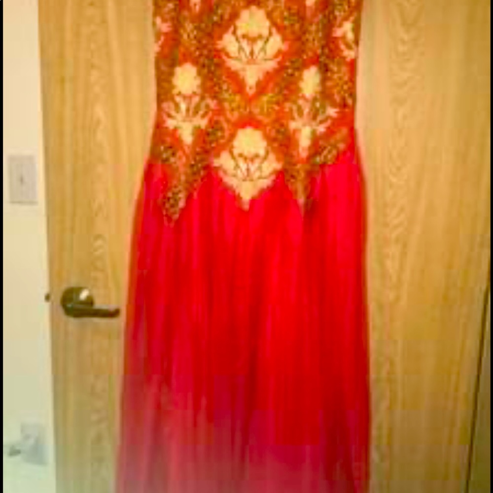 Red party gown